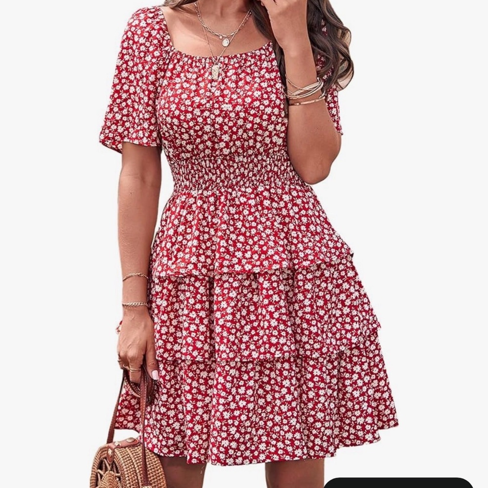 PrettyGarden Chic Red Floral Dress